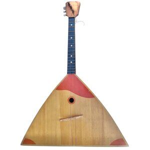 Balalaika Folk String Instrument wooden Red Accents Three Strings Design VTG
